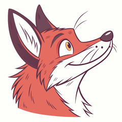 Adorable cartoon fox head vector illustration with a happy expression. Ideal for kids, mascot logo, sticker design, children’s book artwork, and playful decorative projects