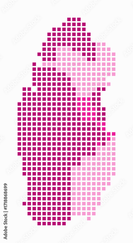 Poster qatar dotted map. digital style map of the country on white background. qatar shape with square dots