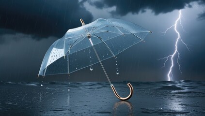 Transparent umbrella rain storm lightning weather protection rainy day thunderstorm climate