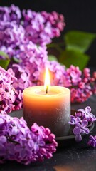 Lilacs and candle