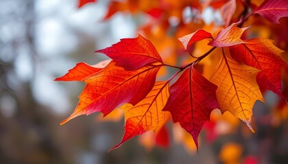 Obraz premium Ephemeral Beauty The fleeting nature of autumn leaves their vibr