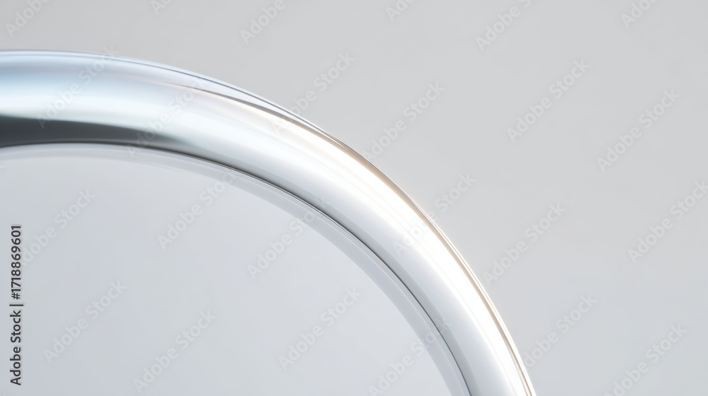 Poster sleek silver metal curve on minimalist abstract background creating serene feeling. clean surface sh