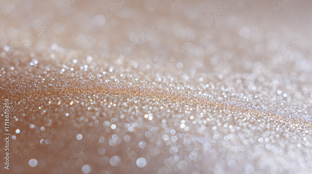 Poster close up intricate texture background with shimmering gold glitter. an abstract pattern with festive
