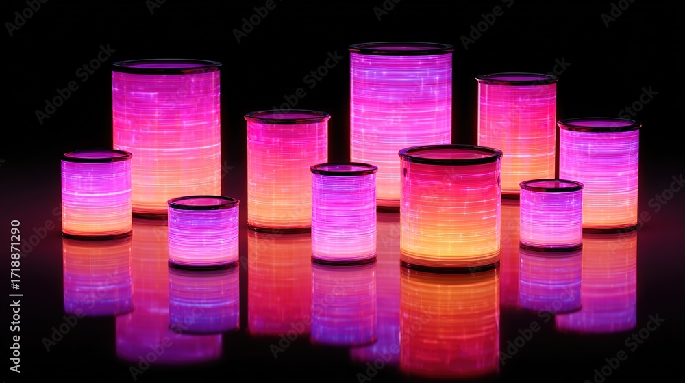 Poster colorful candles with soft glow in dark background display
