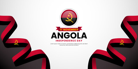Angola independence day banner background 11th november design element with waving ribbon flag