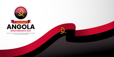 Angola independence day banner background 11th november design element with waving ribbon flag