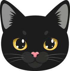 Black Cat Face with Yellow Eyes