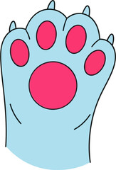 Light Blue Cat Paw with Pink Pads
