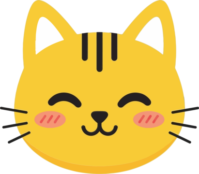 Yellow Cat Face with Happy Expression