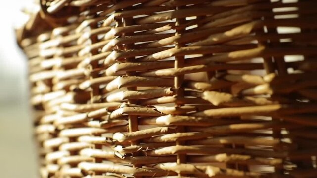 Detailed Close-Up of Woven Basket Material