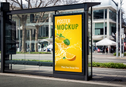 Bus Stop Poster Mockup for Citrus Advertising