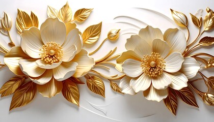 Elegant gold and cream floral design