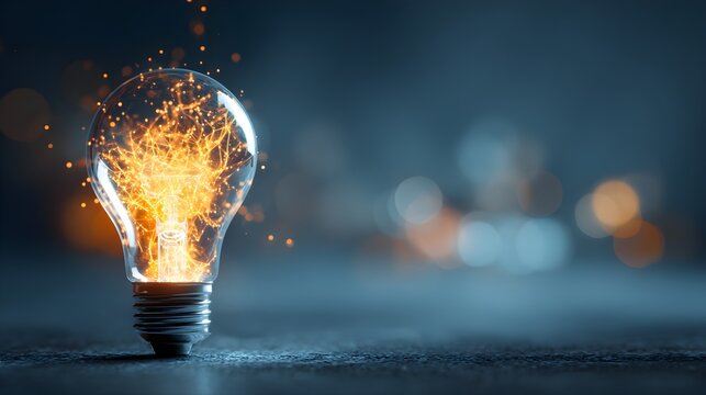 Brilliant idea conceptual symbol glowing light bulb illuminated showing innovation creativity inspiration bright spark energy concept