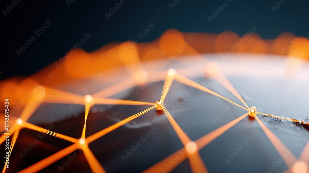 Poster abstract digital network connection over earth with glowing lines