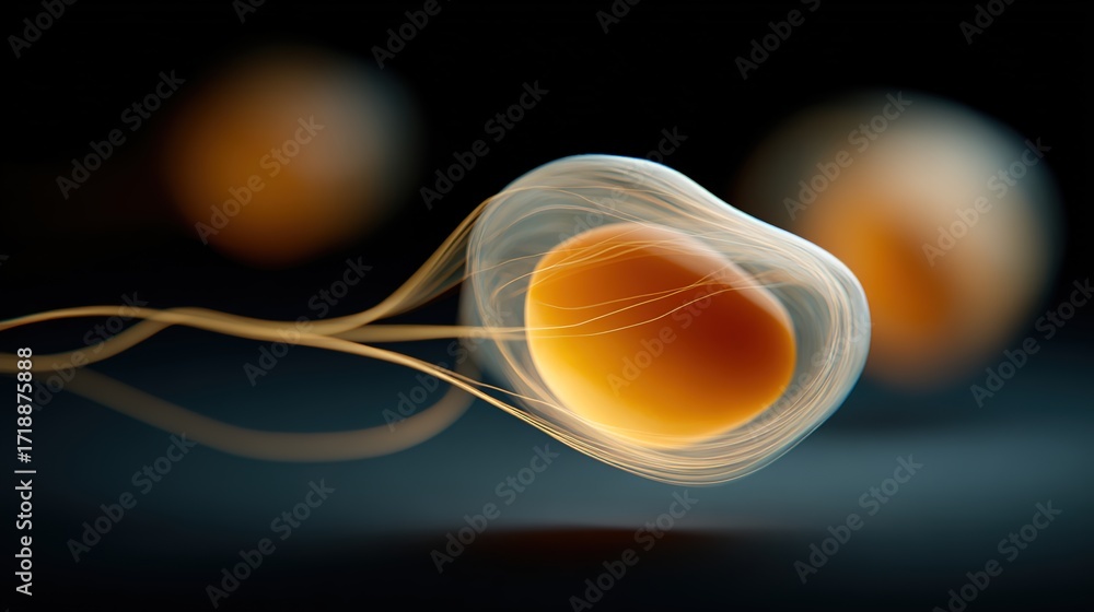 Poster abstract surrealistic representation of oval shapes with fluid lines