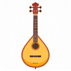 Obraz premium A clean and simple flat vector illustration of a traditional Portuguese guitar, a pear-shaped string instrument used in folk music, isolated on white