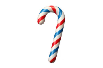 Obraz premium Candy cane isolated with red, white, and blue stripes, representing patriotic feeling, celebration, holiday cheer, and sweet treat