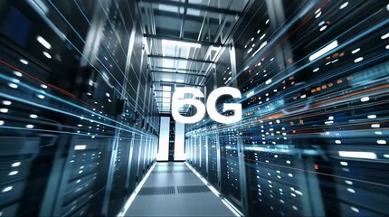 Futuristic data center with a focus on 6G technology. - Powered by Adobe