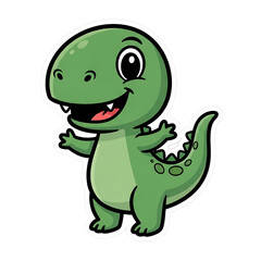 Naklejka premium A cute cartoon green dinosaur smiling, isolated on transparent background