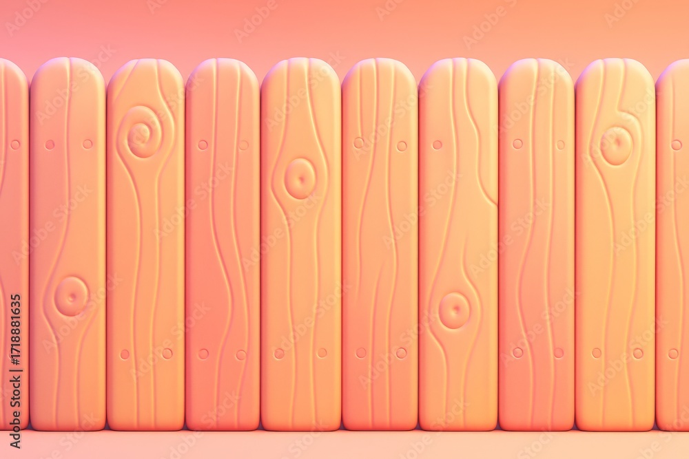 Poster abstract stylized wooden fence panels in soft pastel peach tones with smooth textures and swirled gr