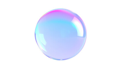 Iridescent Soap Bubble Floating in MidAir on a White Background.