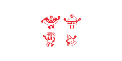 mascot fastfood ilustration lineart vector 