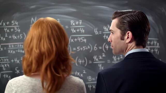 Mathematical Equation Scene Couple, Chalkboard, Equations, Romance