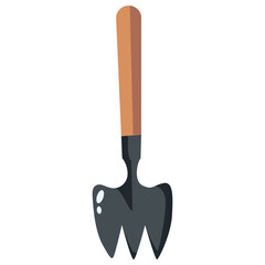 Black shovel with wooden handle, digging tool illustration perfect for gardening or construction themes.

