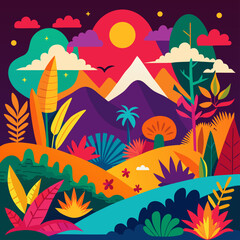 vector illustration of a tropical island