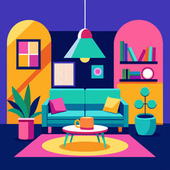 vector illustration of a living room