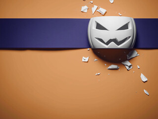 Halloween celebration with children costumes pumpkins and spooky decorations at night