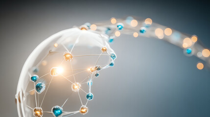 An abstract representation of a digital globe connected by luminous lines and spheres, symbolizing global connectivity and innovation.