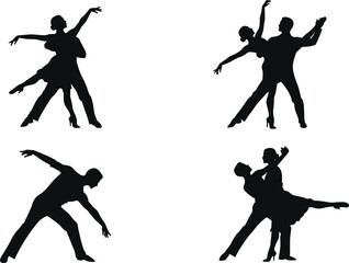 Silhouette, dancing, couples, ballroom, latin, tango, salsa, rumba, cha cha, waltz, performance, elegant, romantic, graceful, movement, partner, dance, competition, passion