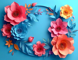 Colorful paper flowers in a circle