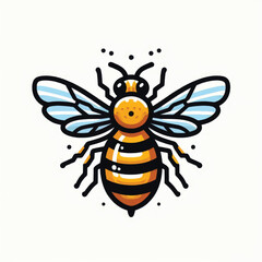 Detailed Illustration of a Honeybee with Striking Colors and Intricate Wing Design.