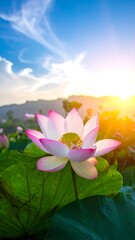 Lotus flower in sunlight