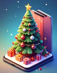 Christmas tree on a phone