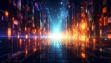 Futuristic digital cityscape