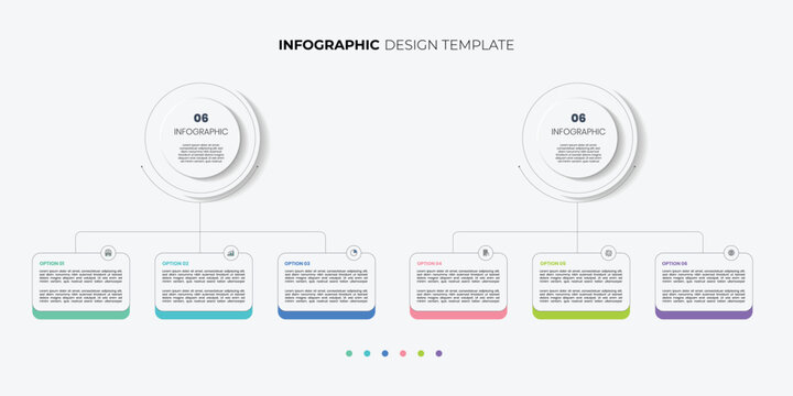 Modern infographic label design with circle infographic template design and 6 options or steps. Can be used for process diagram, presentations, workflow layout, banner, flow chart, info graph.