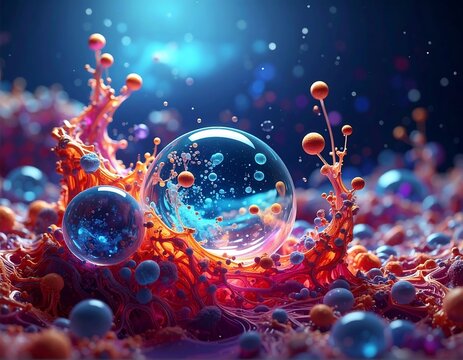 Vibrant abstract sphere in a colorful liquid explosion