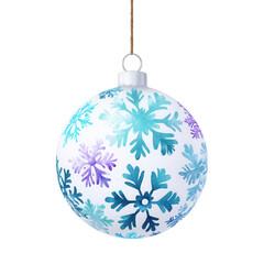 Fototapeta premium Christmas watercolor ornament featuring blue and purple snowflakes creates festive new year decoration with joyful and elegant holiday atmosphere