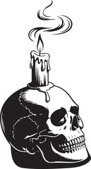 Halloween skull candle silhouette spooky design