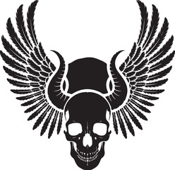 Halloween skull with wings silhouette spooky vector