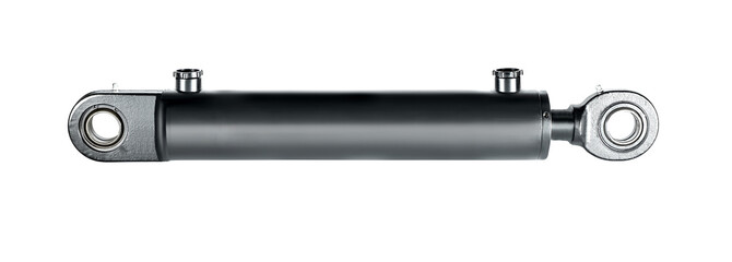 Black hydraulic cylinder pump on white background isolated