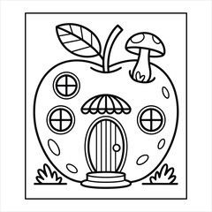 Apple House Fairy Tale Coloring Page for Kids