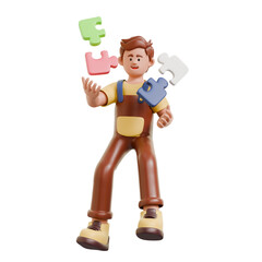 3D Freelancer Character Cartoon Illustration Boy Man Student Creative Learning Study Working Design Tools Project Workspace Education