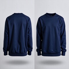 Navy blue sweatshirt, front and back views