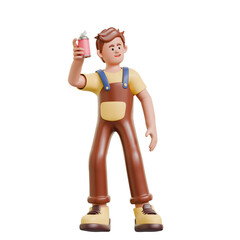 3D Freelancer Character Cartoon Illustration Boy Man Student Creative Learning Study Working Design Tools Project Workspace Education