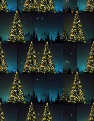 Christmas tree pattern. Night sky