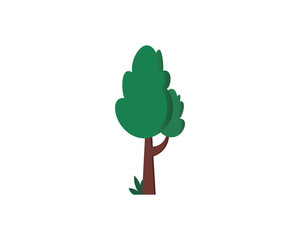 Flat Green Tree Illustration